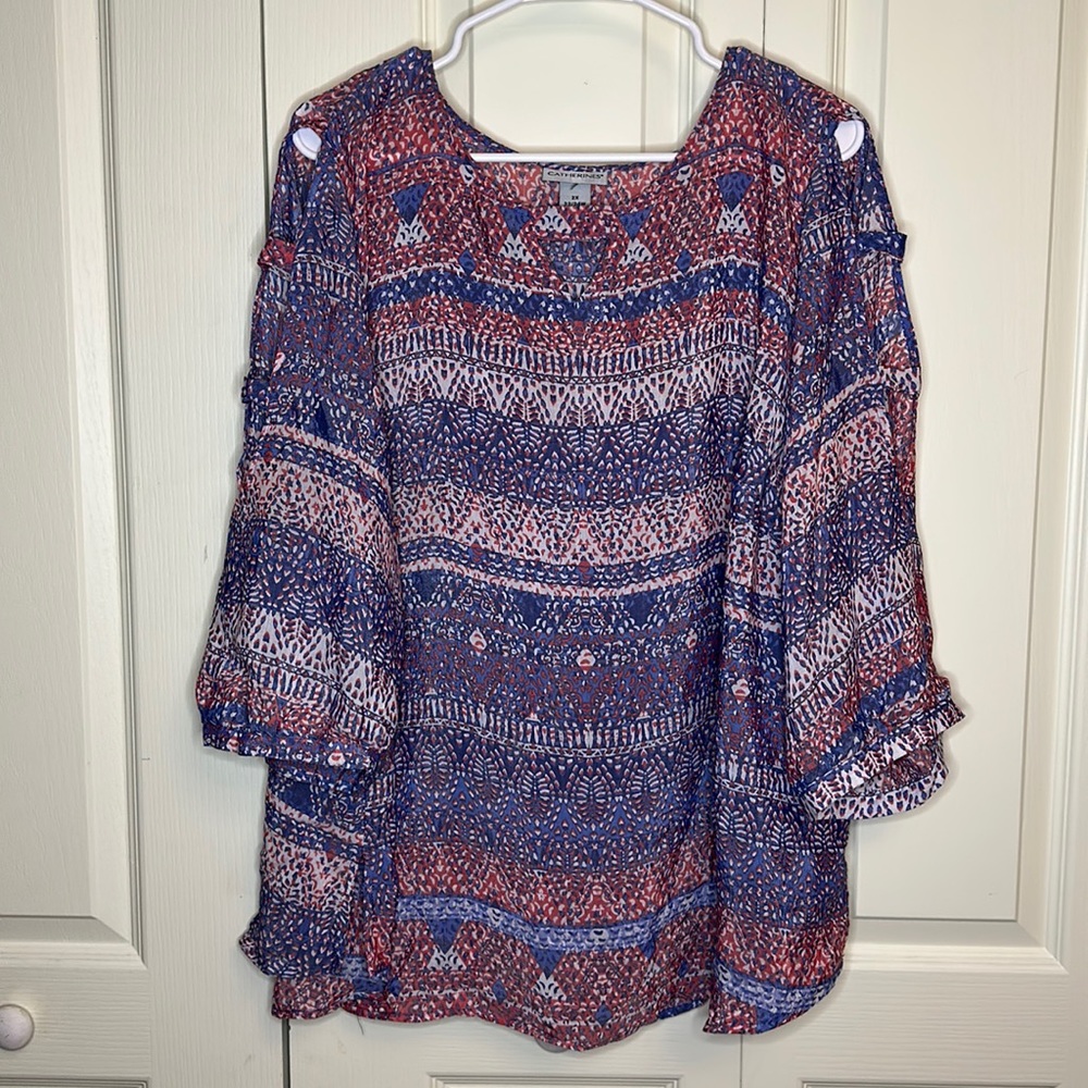 Plus Size Catherines Sheer V Neck Sleeve Cut Pattern Size 22/24W or 2X